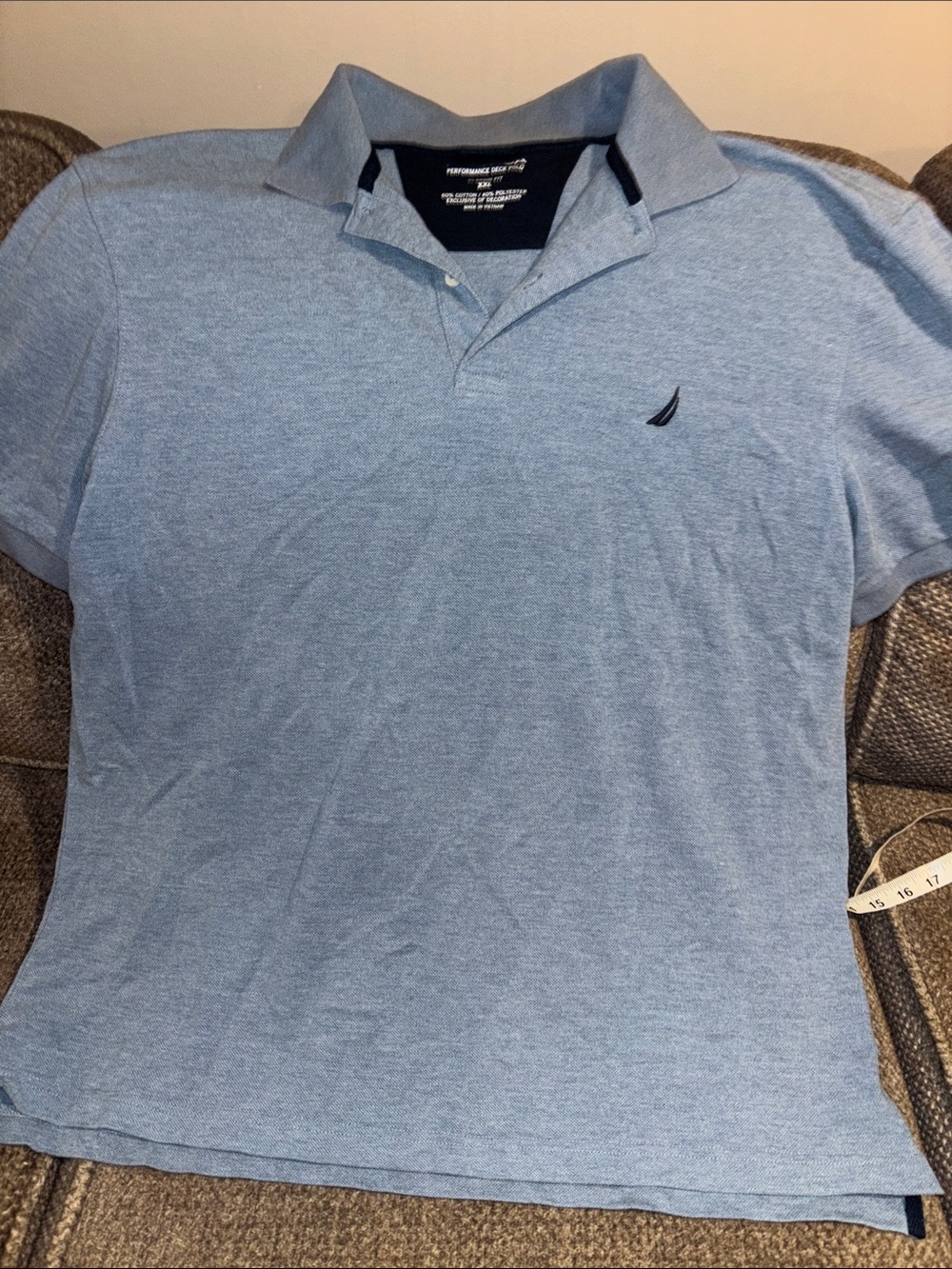 Nautica Men’s Heather Light Blue Polo with Sail Logo